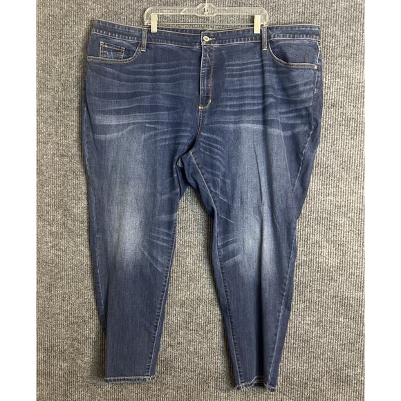 St Johns Bay Womens Skinny Leg Jeans Plus Sz 30W Blue Medium Wash Denim Stretch - Picture 1 of 11